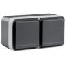 TOMA SCHUKO DOBLE HORIZONTAL GRIS