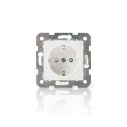 TOMA DE CORRIENTE 2P+T 16A 250V PROTECCION INFANTIL BORNAS CONEXION RAPIDA CAZOLETA BLANCA INCLUI
