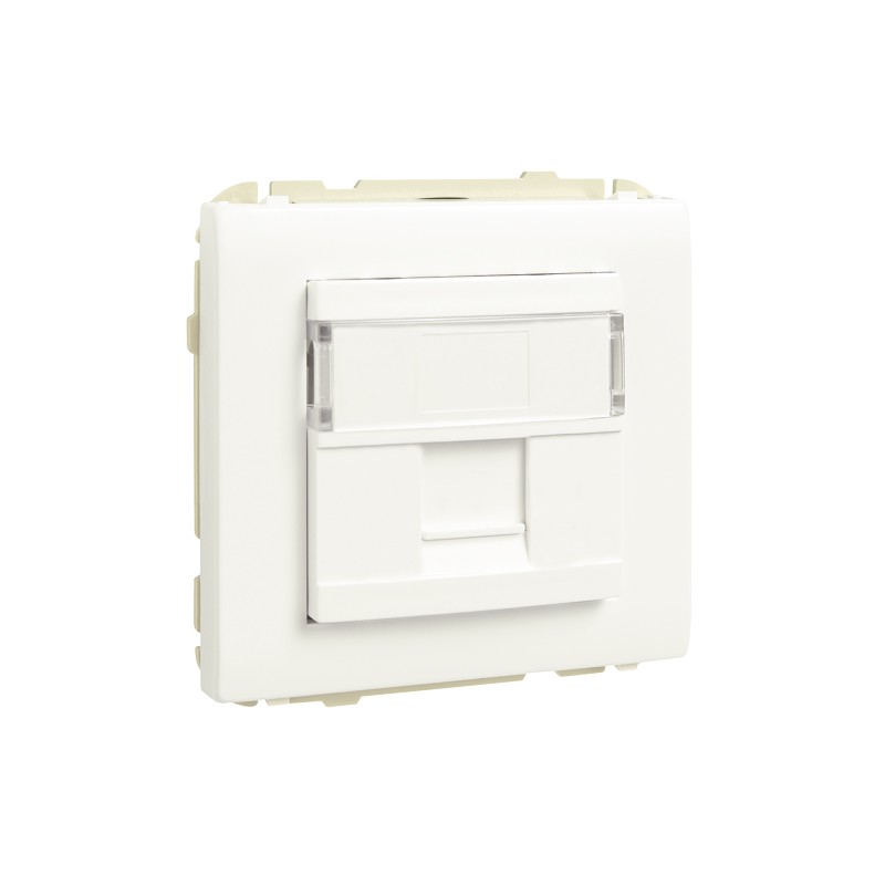 TAPA C/SOPORTE P/1 CONECTOR RJ45 NEGRO