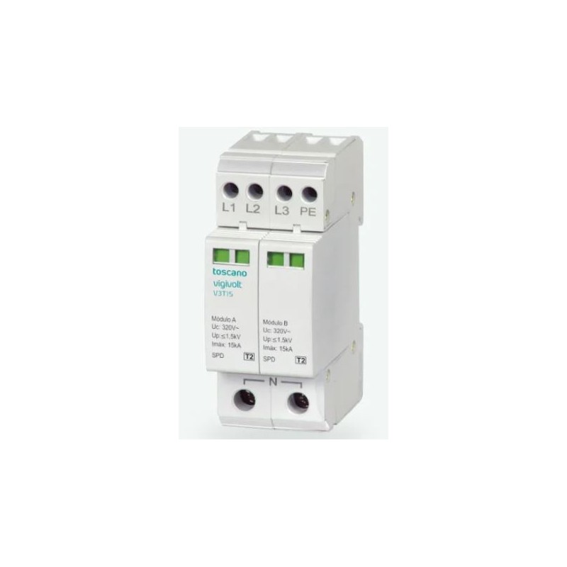 PROTECTOR SOBRETENSION TRANSITORIA 3F+NEUTRO 400V 15KA CLASE -II V3T-15