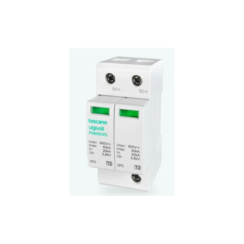 PROTECTOR DE SOBRETENSION TRANSITORIA FV-600/2 SISTEMAS FOTOVOLTAICOS 600V DC 40KA SALIDA RELE T